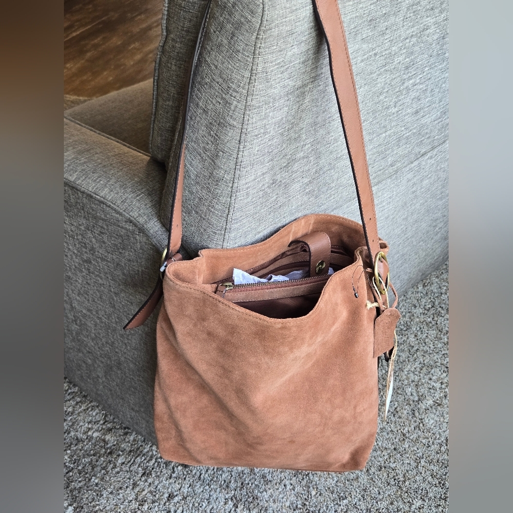 Made In India suede 100% Genuine Leather Hobo Bag Purse - Picture 13 of 14